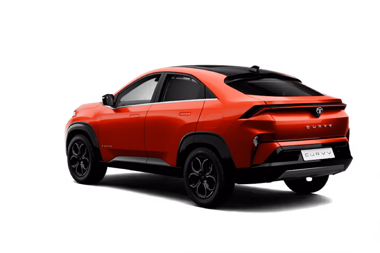 Tata Curvv Rear three-quarter in Flame Red Dual Tone